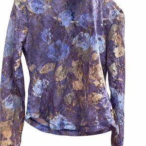 Purple Floral Lace Long Sleeve Tee